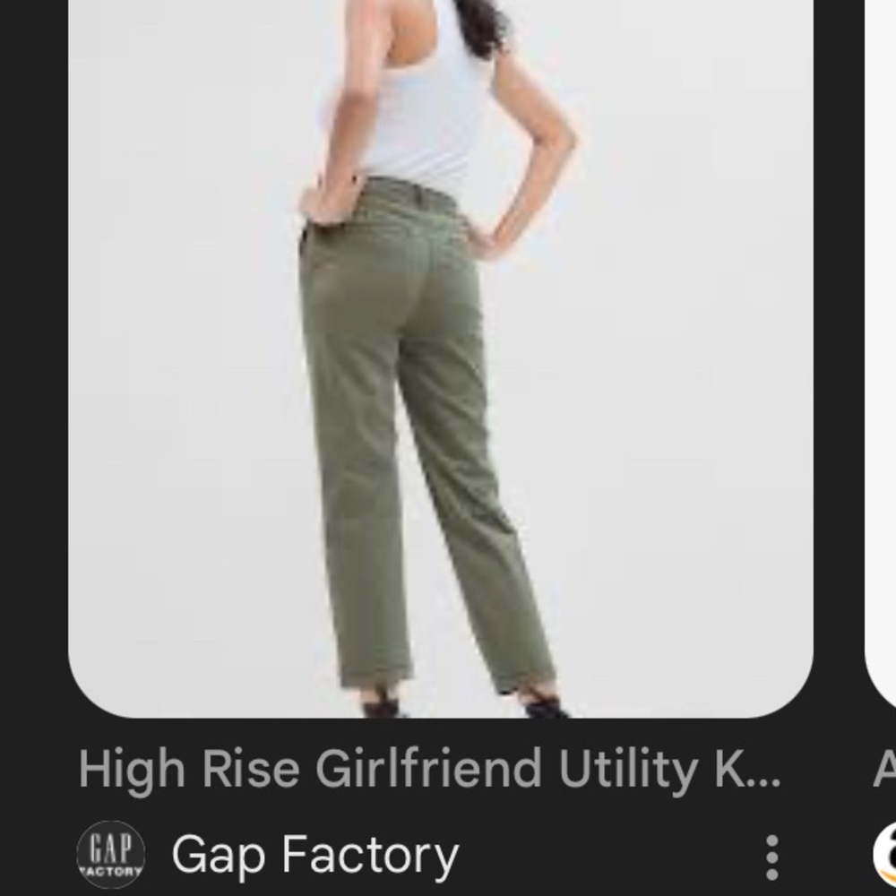 GAP High Rise Girlfriend Khakis with Washwell Olive Greem